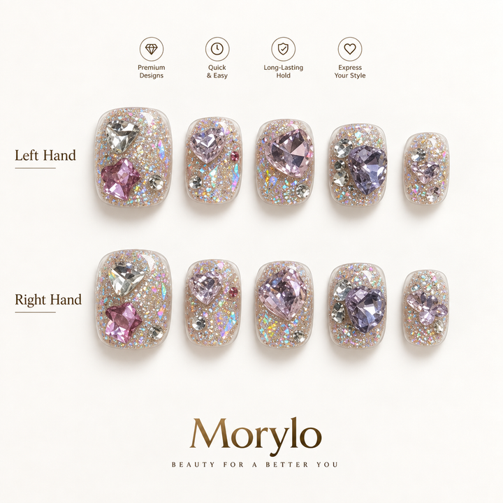 Lilac Prism Jewel Handmade Press-On Nails