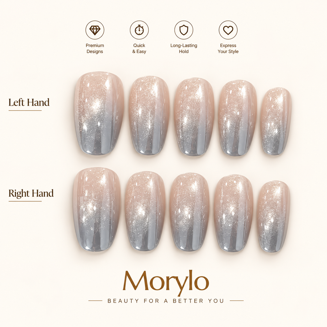 Abyss Blue Haze Velvet Cat Eye Handmade Press-On Nails
